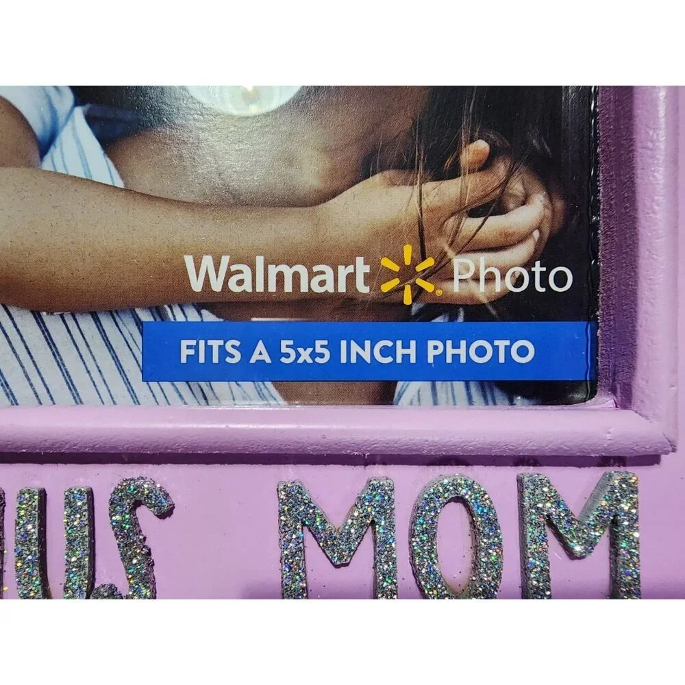 Bonus Mom Purple Wood Tabletop Picture Frame Mother's Day Birthday Gift